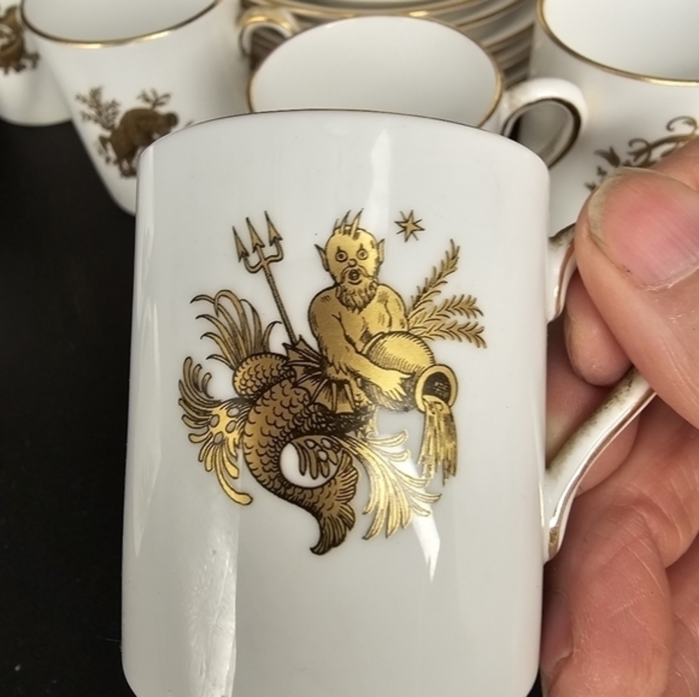 Unique vintage zodiac espresso cups and saucer set. Complete set of 12.